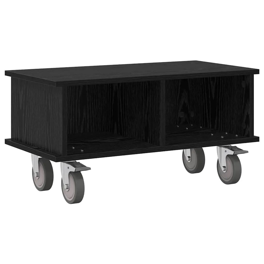 vidaXL TV-Ständer in Schwarz und Eichen-Optik mit Rollen, modern und freistehend, B/T/H: 68,5 x 35 x 35 cm - Bild 2