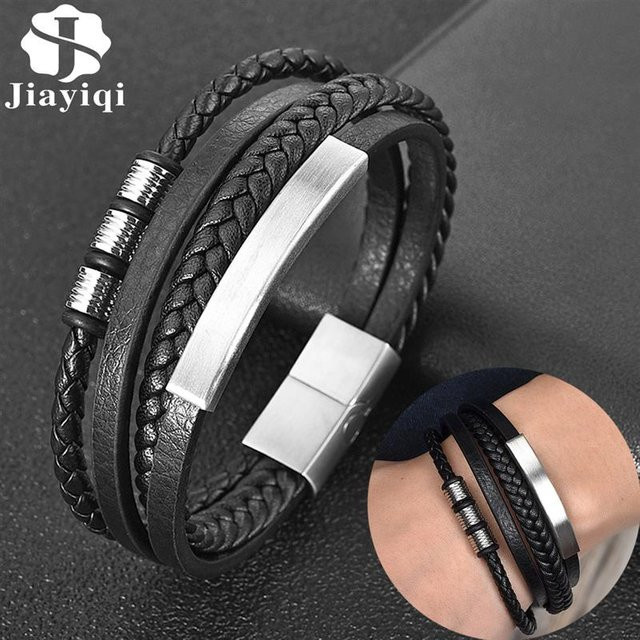 Jiayiqi Armband, Edelstahl, Schwarz, Herren - Bild 1