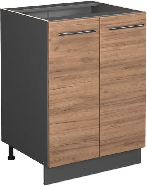 Vicco Küchenunterschrank Fame-Line in Anthrazit und Eiche mit Softclose-Drehtüren und Einlegeboden, Breite: 60 cm, Höhe: 82 cm, Tiefe: 51,6 cm - Bild 2