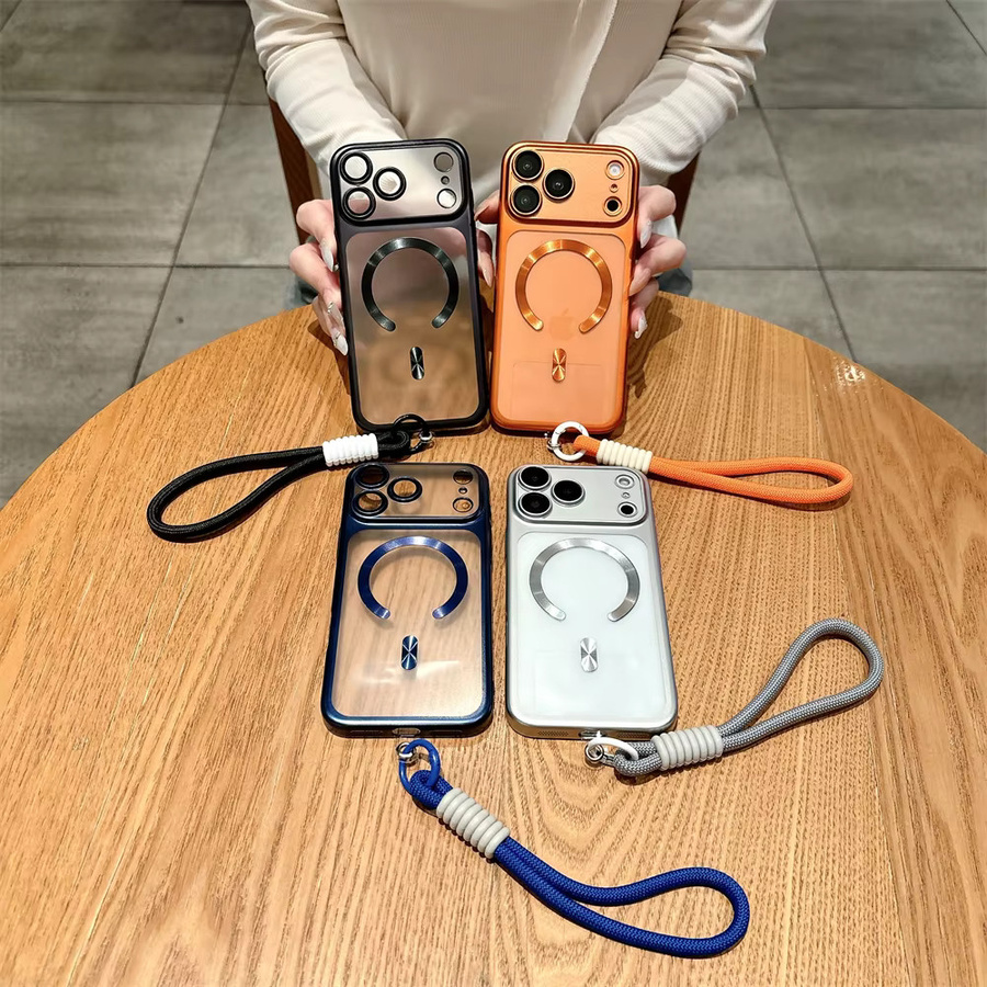 Xeber MagSafe Schutzhülle mit Handgelenkband für iPhone 17 16 15 Pro Max Air, mattes PC-Material mit Objektivschutz, Orange - Bild 5