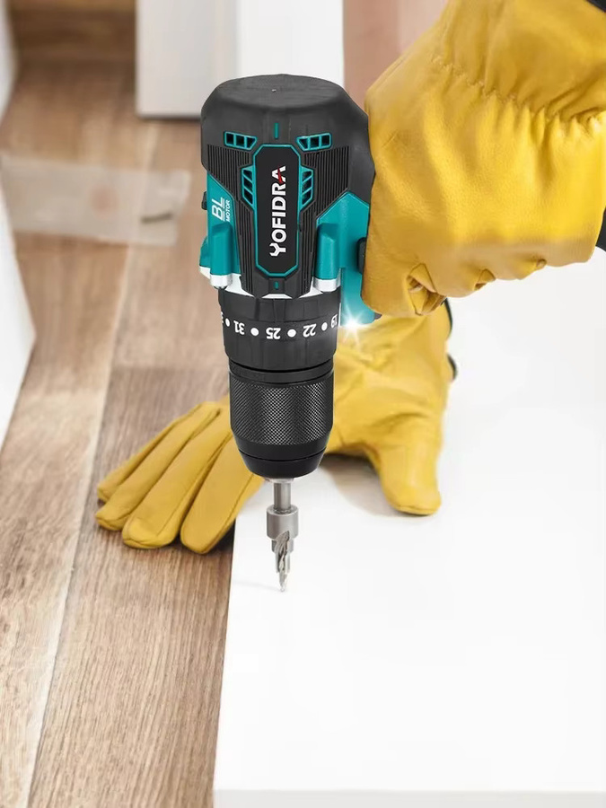 YOFIDRA Bürstenlose elektrische Schlagbohrmaschine und Akkuschrauber mit 35+3 Drehmomentstufen, 13 mm Bohrfutter, kompatibel mit Makita 18 V LXT Akkus - Bild 7