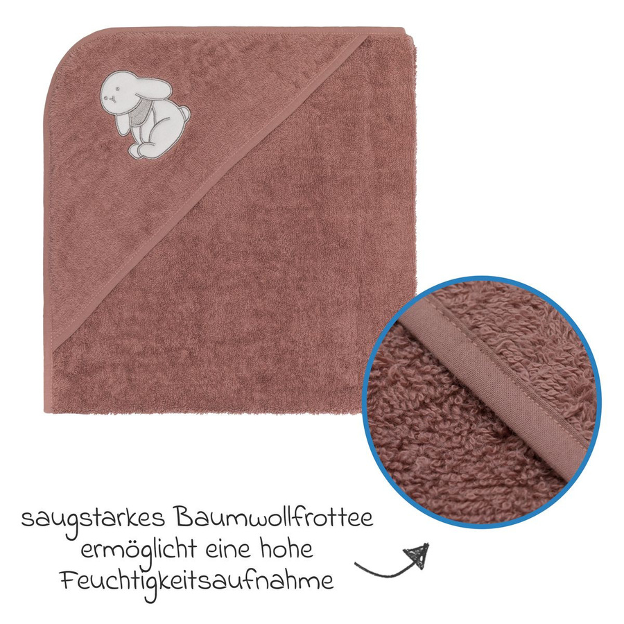 Fillikid Kapuzenbadetuch für Babys aus Baumwolle in Rosa, B/T: 75 x 75 cm - Bild 2