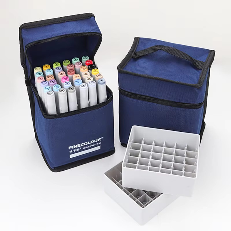 FINECOLOUR Marker-Stifttasche aus Segeltuch mit Reißverschluss, große Kapazität für Künstlerbedarf, Blau - Bild 3