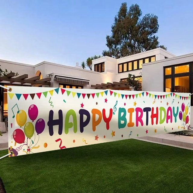 VIKAMA Outdoor-Geburtstagsdekoration mit Wimpelkette und Banner in Mehrfarbig, B/H: 180 x 35 cm - Bild 1