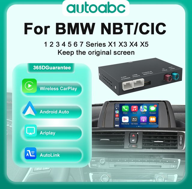 AUTOABC Drahtlose CarPlay und Android Auto Schnittstelle für BMW NBT/CIC 1 2 3 4 5 Serie sowie X1 X3 X4 X5 in Schwarz - Bild 1