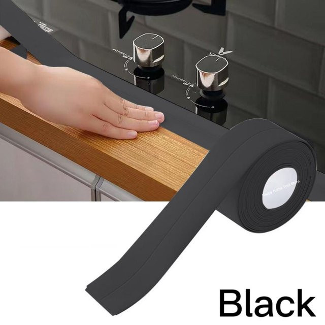 Selbstklebender Dichtungsstreifen von Yiran Furniture für Dusche und Bad, wasserdicht, Schwarz, Breite: 3,8 cm, Länge: 3,2 m - Bild 1