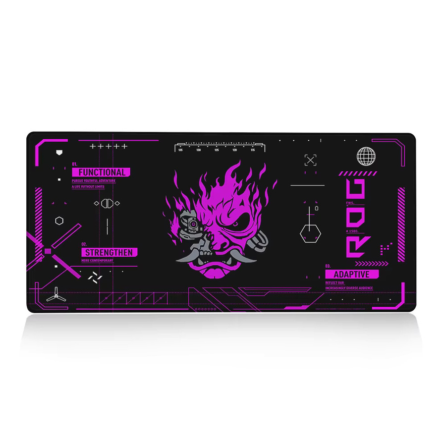 Potdemiel XXL Machine Devil Mask Gaming-Mauspad im Cyberpunk-Anime-Design, rutschfeste Schreibtischunterlage in Multicolour - Bild 5