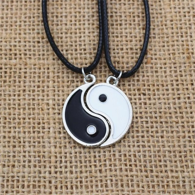 Halsketten Set Tai Chi Yin Yang Acht Trigramme Anhänger, Silber, Schwarz, Unisex - Bild 1