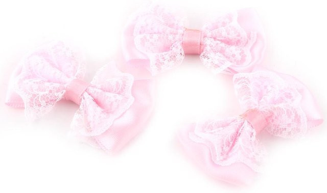 Igeteck Schleifen-Applikationen aus Spitze in Rosa für Hochzeiten und Geburtstage - Bild 1