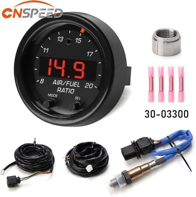 CNSPEED X-Serie Breitband O2 Luft-Kraftstoff-Verhältnis Gauge Kit EM 30-0300 mit LSU 4,9 Sauerstoffsensor in Schwarz - Bild 1