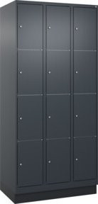 C+P Schließfachschrank Classic PLUS mit Sockel und 3 Abteilen, Farbe Anthrazitgrau und Schwarz, B/T/H: 90 x 50 x 195 cm - Bild 1