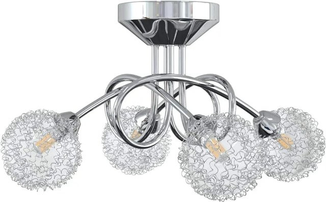 vidaXL Deckenleuchte modern in Silber und Chrom mit transparenten Glasschirmen für 4 G9 LED-Leuchten - Bild 1