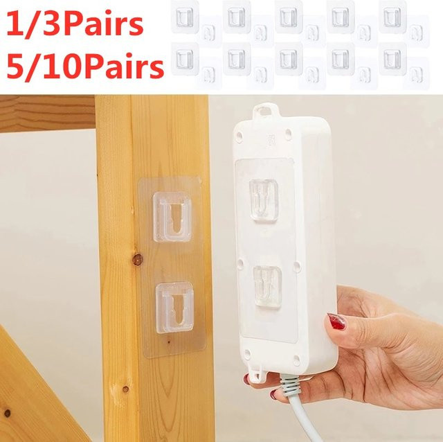 Kabel-Organizer-Clips zur Kabelverwaltung mit doppelseitigem Klebestreifen als Wandhaken und USB-Ladewickler - Bild 1