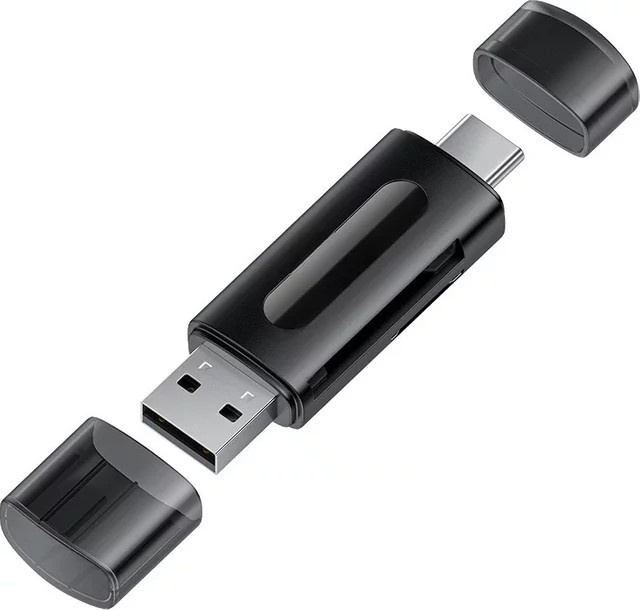 Tutew 4-in-1 USB-C Kartenleser für Mini SD und TF Karten, schwarzer externer Speicher mit USB 2.0 Anschluss - Bild 1