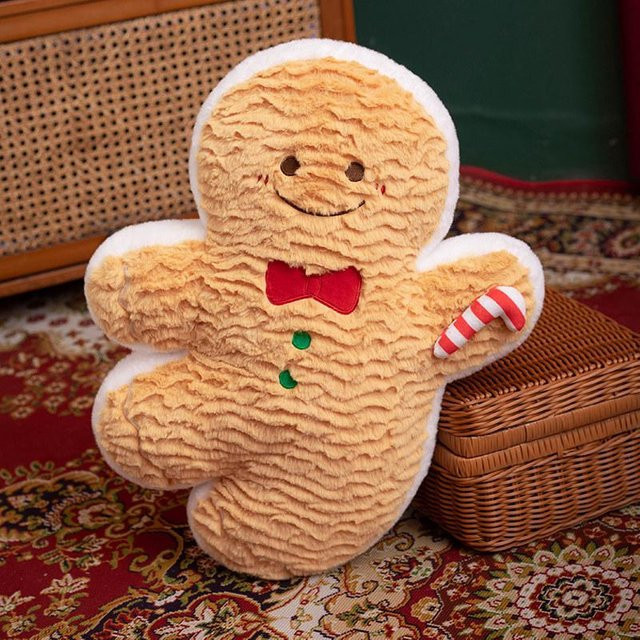 Yiran toy Lebkuchenmann Plüschpuppe als weihnachtliches Sofakissen in Braun - Bild 1