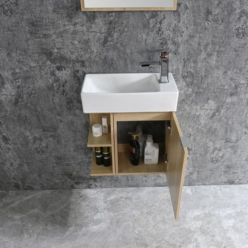 Sanotechnik Spring Waschbecken-Set für Bad und Gäste-WC in Braun mit Unterschrank, Waschbecken und Spiegel, B: 50 cm, H: 60 cm - Bild 2