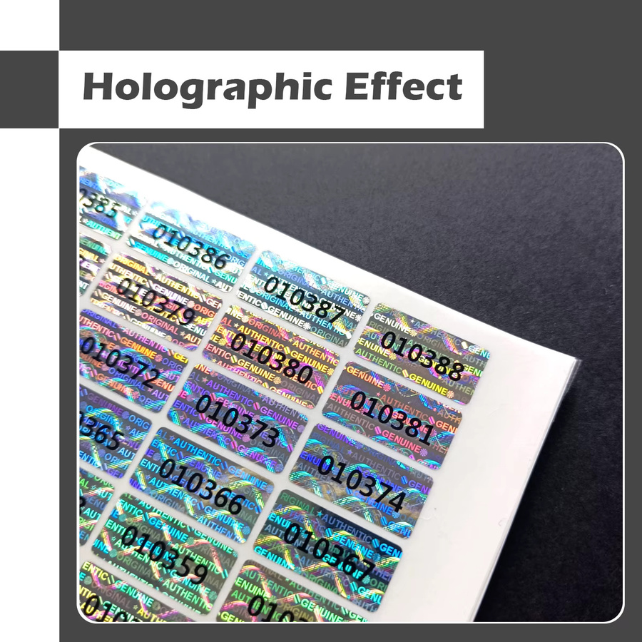 Manipulationssichere holografische Sicherheitsversiegelungsetiketten in Silber mit Seriennummer, B/H: 20 x 10 mm - Bild 4