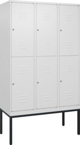 C+P Doppelstock-Spind Classic PLUS Gestell mit 3 Abteilen, Zylinderschloss, Farbe RAL 9016 Verkehrsweiß, B/T/H: 212 x 120 x 50 cm - Bild 1