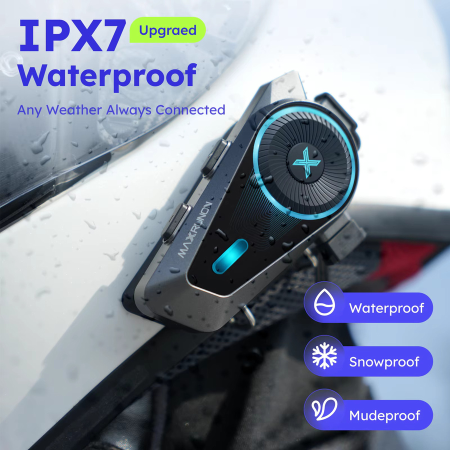MAXRUNON D10 Motorrad Bluetooth Intercom Helm Headset mit AI Sprachsteuerung und ENC, IPX7 wasserdicht, Farbe: Schwarz - Bild 6