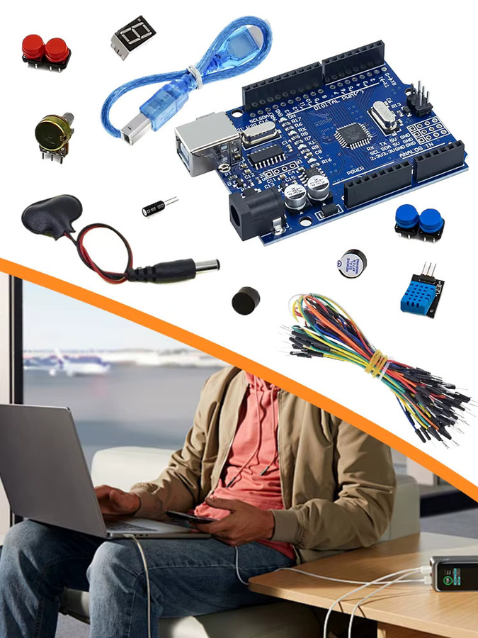 ALLOYSEED Elektronik-Basis-Starter-Kit für Arduino UNO R3 mit Steckbrett, Netzteil, Widerständen, LEDs und Sensoren in Multicolor - Bild 7