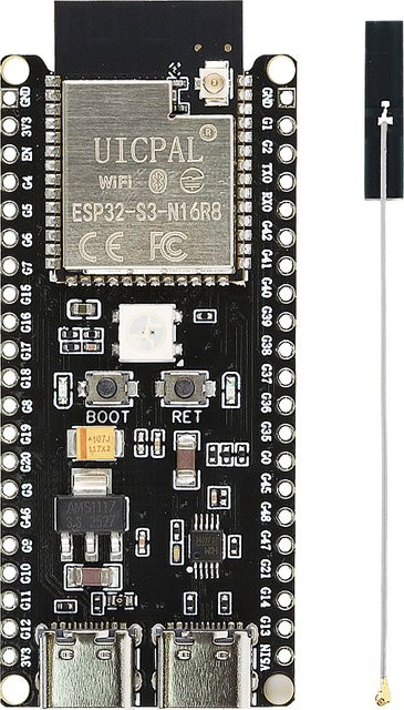ESP32-S3-DevKitC-1 Entwicklungsboard mit 2,4G WIFI und Bluetooth, 16 MB Flash, 8 MB PSRAM, N16R8, 42-Pin, USB-C Anschluss, Schwarz - Bild 1