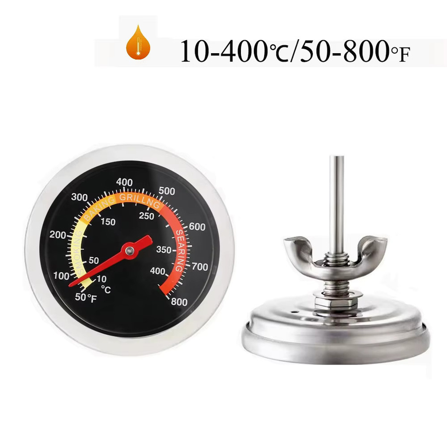 MEFORU Pizza-Ofenthermometer aus Metall in Silber, rundes Grillthermometer für BBQ und Smoker mit Temperaturanzeige von 0–400 ℃ - Bild 2