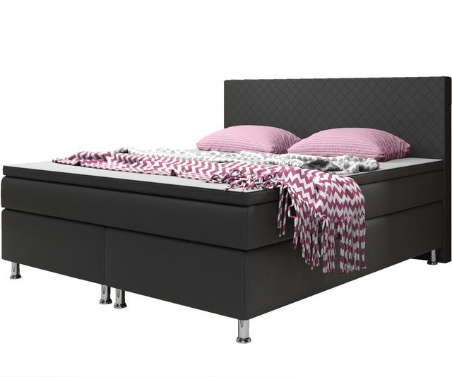 Inter Trading Boxspringbett Madrid in Schwarz mit Kunstleder und Bonell-Federkern-Matratze, B/T/H: 180 x 200 cm - Bild 2