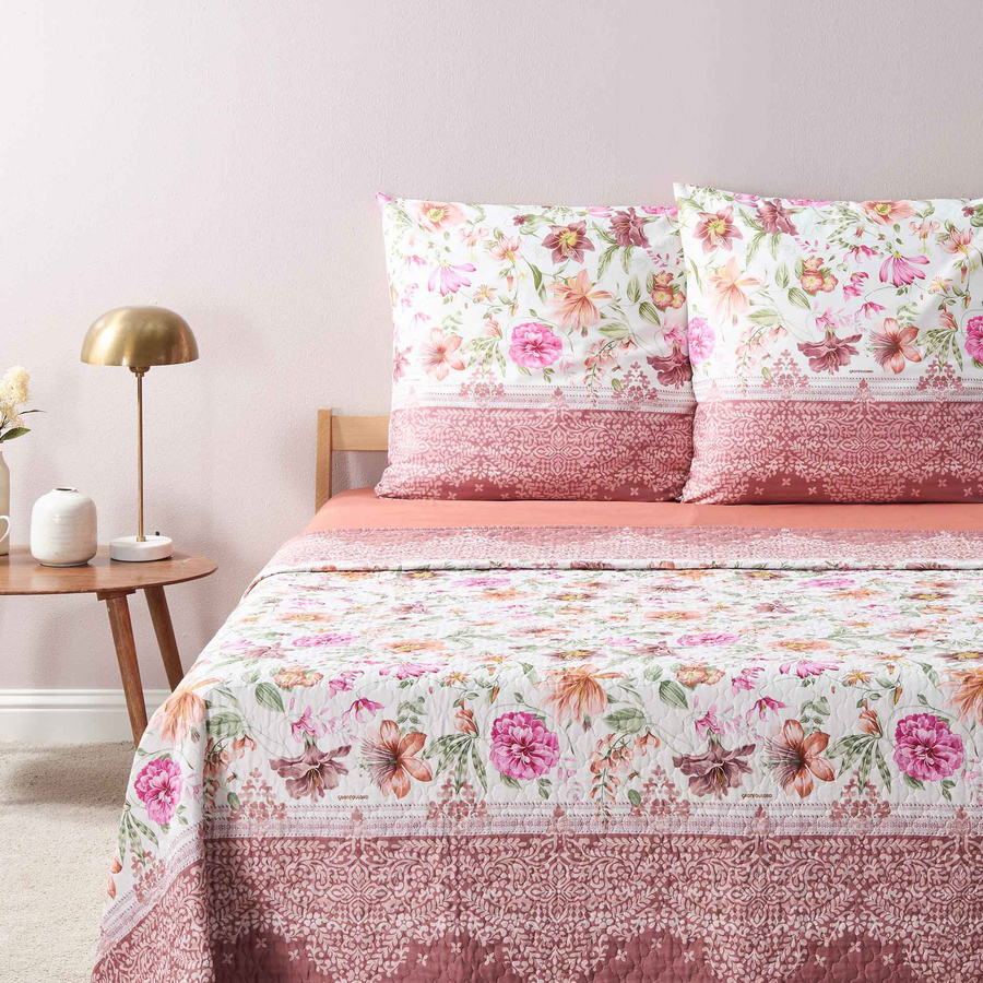 Bassetti Tagesdecke CASABLANCA aus Baumwolle in Rosa mit geometrischem Steppmuster und Oeko-Tex Standard 100 Zertifizierung - Bild 1