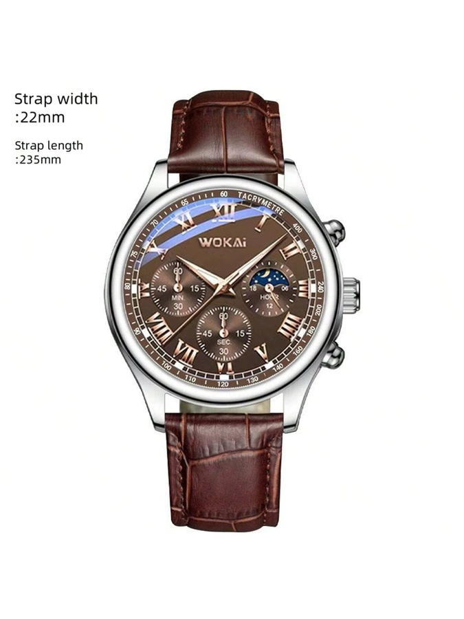 Wokai Armbanduhr, Quarz, Analoguhr, Schwarz, Leder, Herren - Bild 3