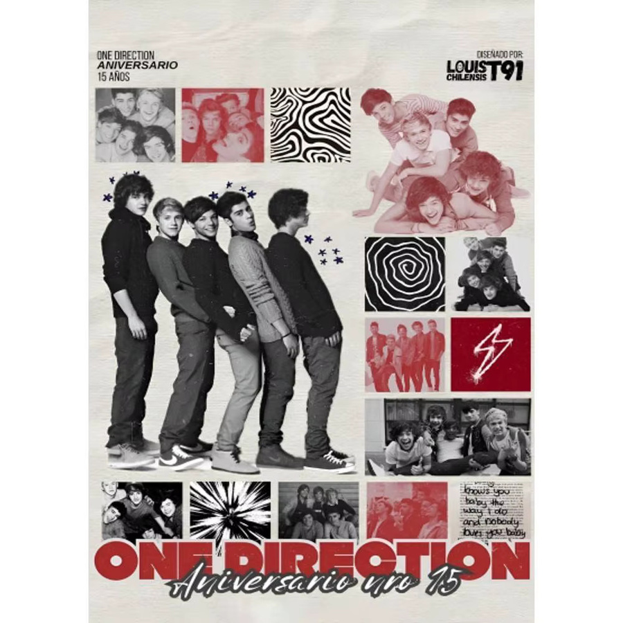 Band One D-Richtung Selbstklebendes Wandbild Bilibili Retro Poster in Mehrfarbig - Bild 6