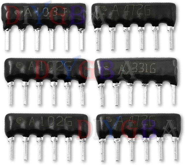DIYGBA 10er Set 6-Pin Netzwerk-Widerstands-Array DIP in Schwarz mit verschiedenen Ohm-Werten - Bild 1