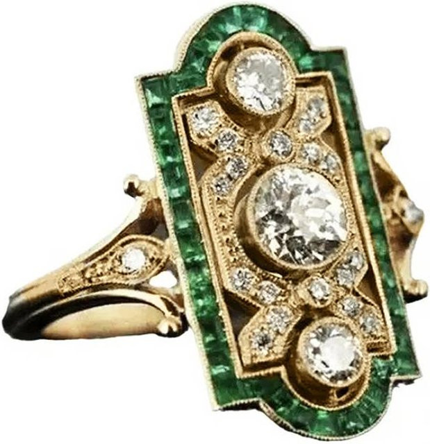 Huitan Ring Vintage, Zirkonia, Damen, Gold - Bild 1