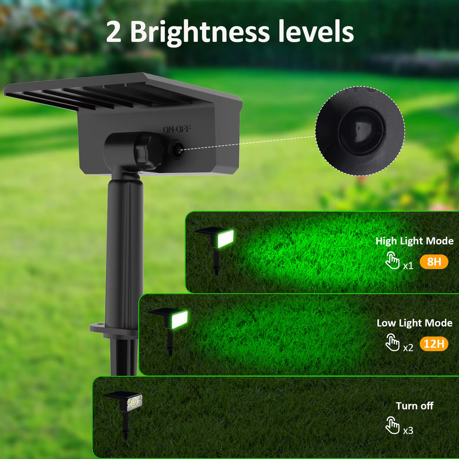 T-SUNRISE Solar Gartenleuchten Set mit 49 LEDs, IP65 wasserdichte Outdoor Solar Spotlight Wandleuchte für Garten und Außenbereich, 2er Pack in Grün, Blau oder Schwarz - Bild 2