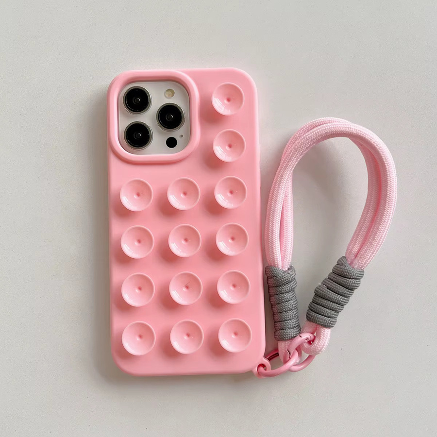 Stoßfeste Silikon Handyhülle mit Saugnapf und Lanyard für Apple iPhone 11 bis 17 Pro Max in Candy-Farben - Bild 2