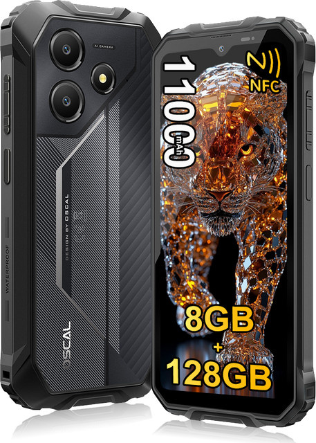 OSCAL Marine 2 Robustes Smartphone in Orange oder Black mit 128GB Speicher, 8GB RAM, 6,56 Zoll Display, 11000mAh Akku, Android 15, NFC und Fingerabdruck-Entsperrung - Bild 1