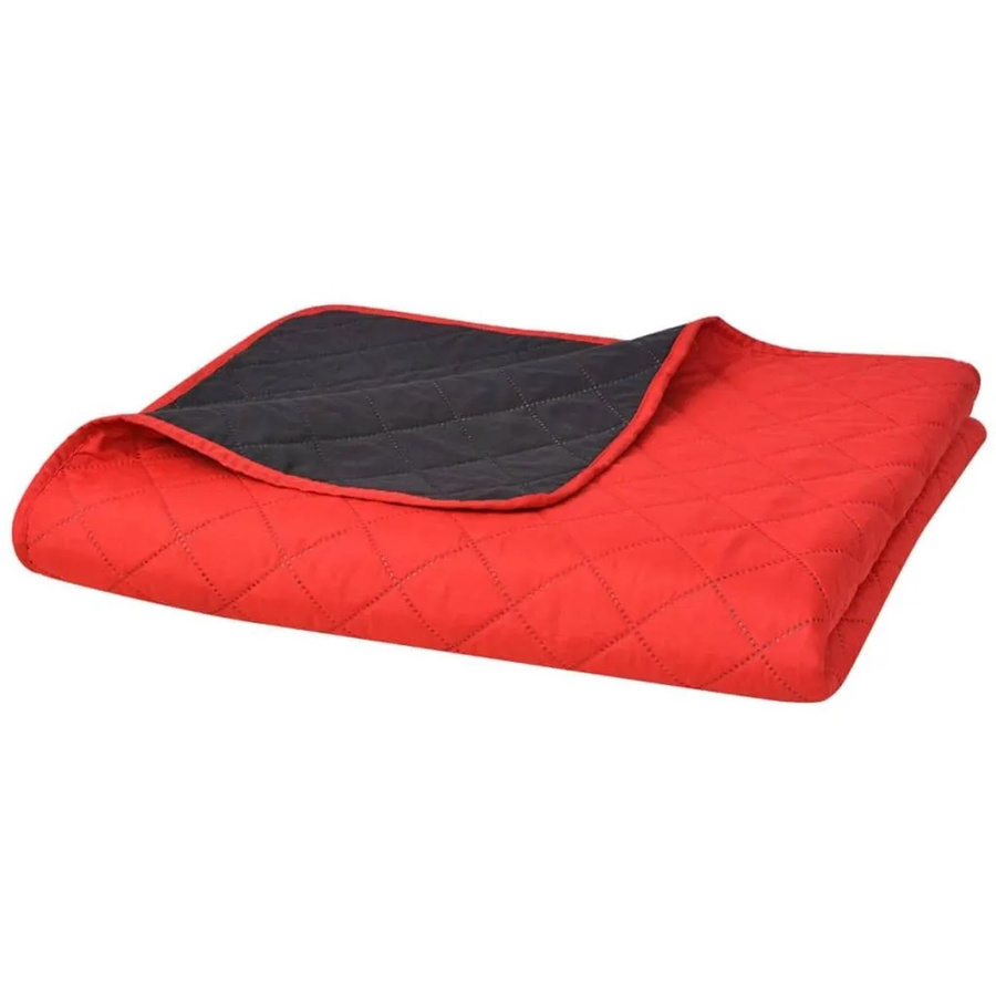 vidaXL Gesteppte Wende-Tagesdecke aus Mikrofaser in Rot und Schwarz, B/B: 220 x 240 cm - Bild 2