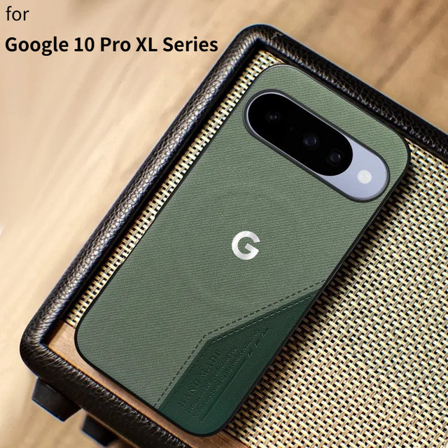 Business Gewebtes Leder MagSafe Wireless Charging Case für Google Pixel 10 Pro XL, 9 Pro, 10A und 9A – Stoßfeste Hülle in Grau und Grün - Bild 1
