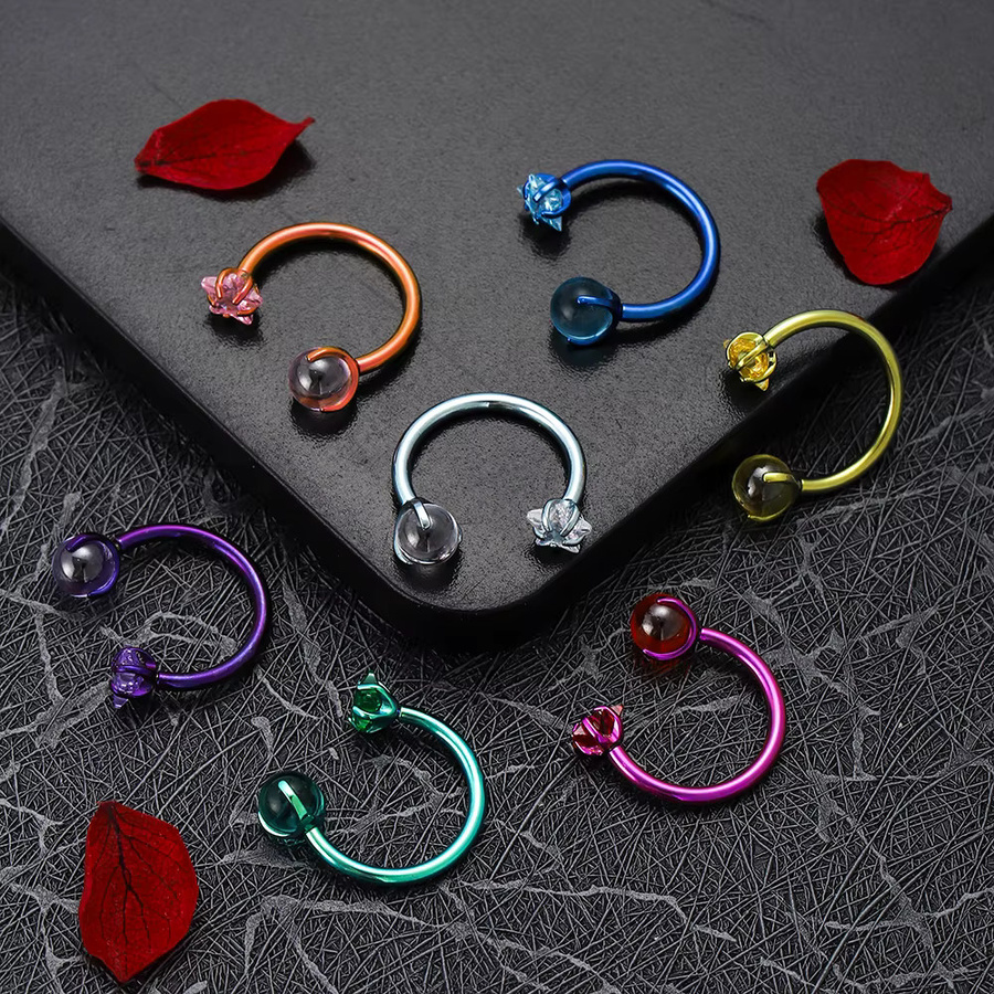 weilaimeng Piercing, Titan, Stern-Hufeisen, Bunt, Unisex - Bild 2