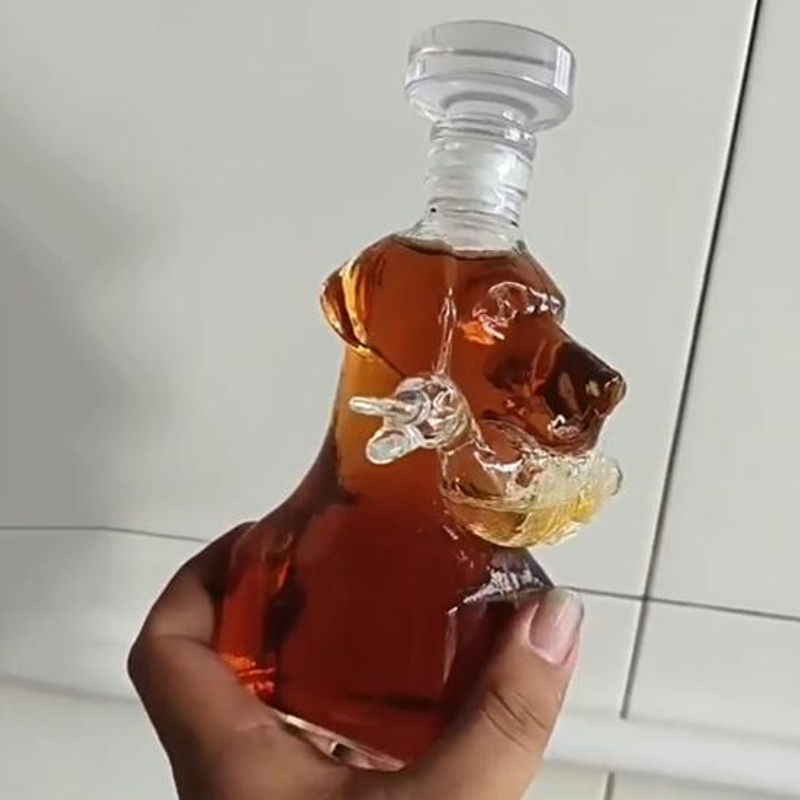 Whiskey-Karaffe aus Glas mit 3D-Gravur Jagdhund in Transparent, dekorative Glasflasche für deine Heimbar - Bild 7