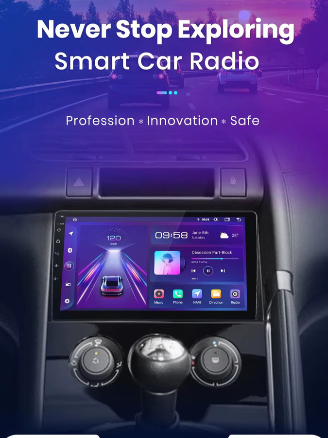 Junsun Android 13 Autoradio für Peugeot 3008 2013-2015 mit 9 Zoll Display, 4GB RAM, 64GB ROM, GPS, Carplay, Bluetooth, DSP und Rückfahrkamera Unterstützung, Schwarz - Bild 1