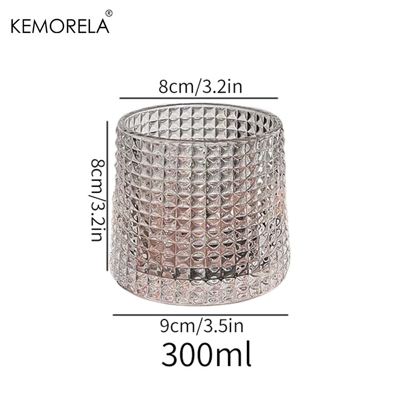 KEMORELA Retro Glas Tumbler Transparent 300 ml mit geometrischem Design für Kaffee, Latte oder Whisky - Bild 3
