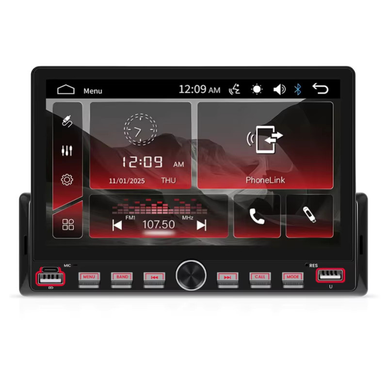 Podofo 1Din Autoradio mit Mirror-Link-Funktion, Bluetooth, USB und EQ-Soundeffekten in Schwarz - Bild 5