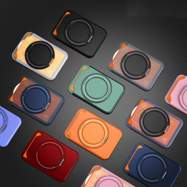 Magnetische Kartenhalter-Brieftaschenhülle mit 360 Grad drehbarem Ringständer für iPhone 17 Pro Max, 16, 15 und Samsung S25 Ultra, S26 Ultra, Farbe: Purple - Bild 1
