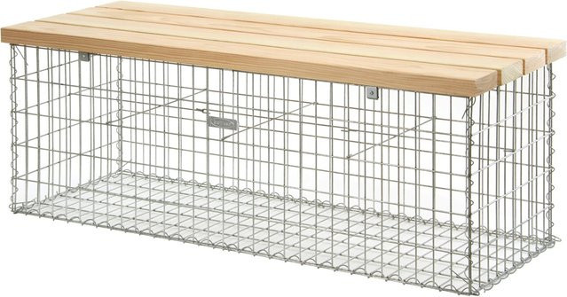 BELLISSA Gabionenbank Profi aus Douglasienholz und Stahl, silberfarben, B/H/L: 55 x 54 x 155 cm - Bild 1