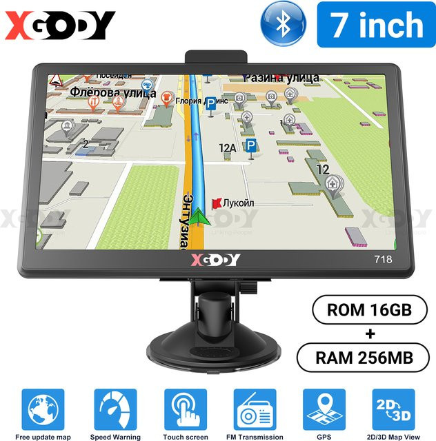 XGODY 7-Zoll GPS Navigationsgerät für PKW und LKW mit 16 GB Speicher und kapazitivem Bildschirm in Schwarz - Bild 1