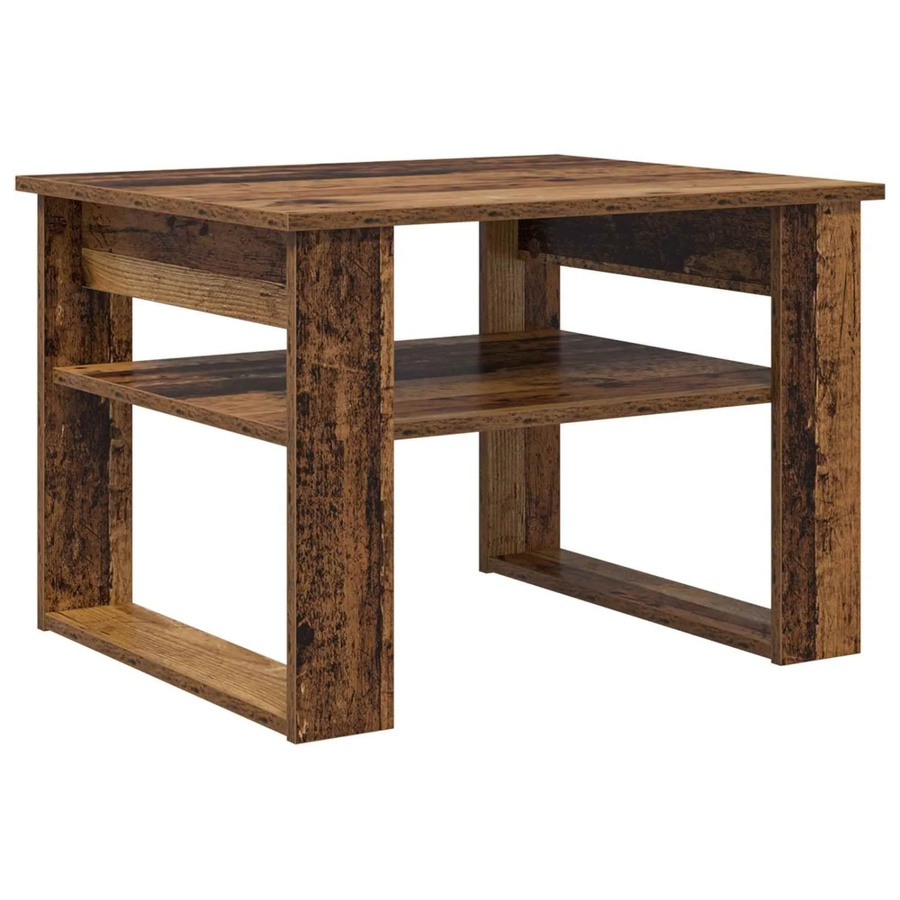 vidaXL Couchtisch mit Speicher in Altholz-Optik, modern und rechteckig, braun, B/T/H: 64 x 54 x 44 cm - Bild 2