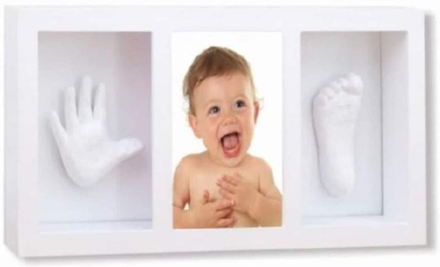 Cangaroo Baby Gipsabdruck 3D Hand- und Fußabdruckset mit weißem Holzrahmen - Bild 1