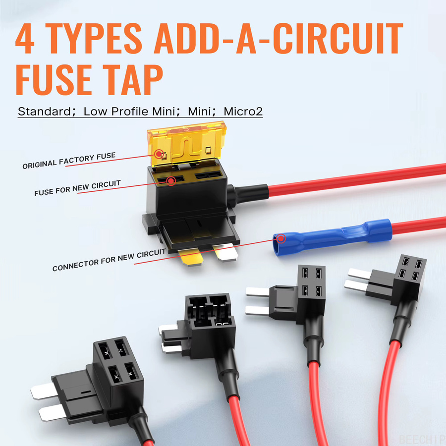 16-teiliges 12V Sicherungsadapter-Set mit Flachprofil Mini Micro2 Sicherungshalter für Kfz zur Erweiterung von Zusatzschaltkreisen für ATO ATC ATM APM Sicherungen - Bild 2