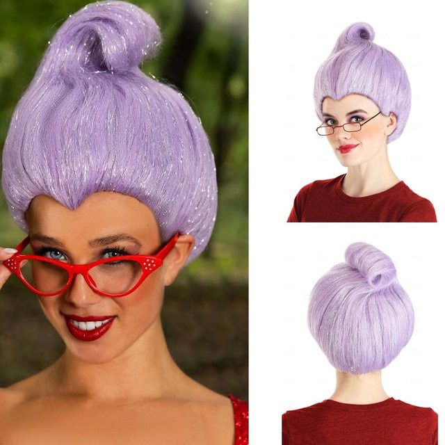 HAIRJOY Damen Synthetikhaar Perücke, Kurz, Hellviolett, 12inches - Bild 1