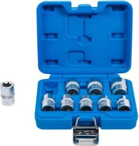 BGS Steckschlüssel-Einsatz-Set 9-tlg. aus Chrom-Vanadium mit 1/2 Zoll Antrieb in Silber - Bild 1